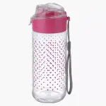 Printed Transparent Plastic Water Bottle with Flip Lid & Strap (Multicolor)