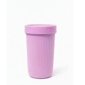 Premium Pink Ribbed Plastic Storage Container with Lid