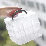 Multi-Layer Transparent Plastic Storage Box with Handle