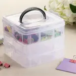 Multi-Layer Transparent Plastic Storage Box with Handle