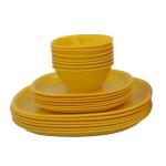 Round Plastic Serving Tray with 3 Bowls Set