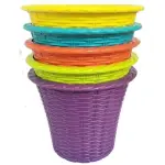 Round Rattan Design Plastic Planter Pot – Indoor & Outdoor Garden Pot