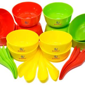 Plastic Bowl & Spoon Set (12 Pcs Set)