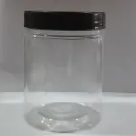 Square Transparent Plastic Storage Jar with Black Lid