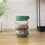 Designer Transparent Plastic Storage Jar with Green Lid