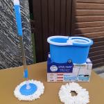 360° Spin Mop Bucket Set with Stainless Steel Handle & Extra Microfiber Refill