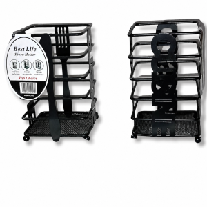 Black Metal Spoon Holder Stand with Mesh Base